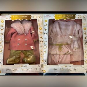 FAO Schwarz Doll Clothes Sets x2
Peacoat Set + Sleep Set for 14” dolls
NEW